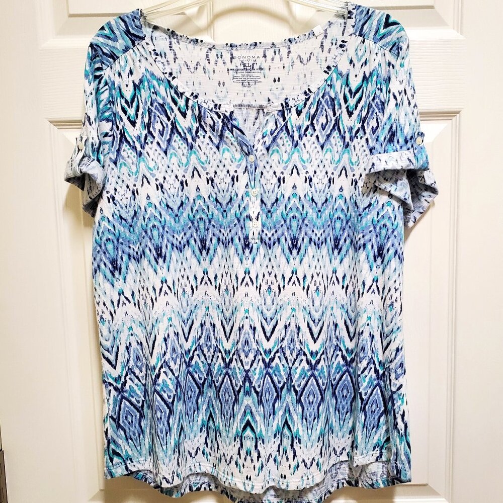 Sonoma Casual Blouse w/Cuffed-Button Sleeves